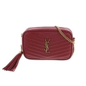 SAINT LAURENT Lou Chain Shoulder Bag Bordeaux S